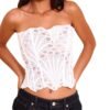 Elegant women's lace corset top in white with intricate lace patterns for stylish summer wear