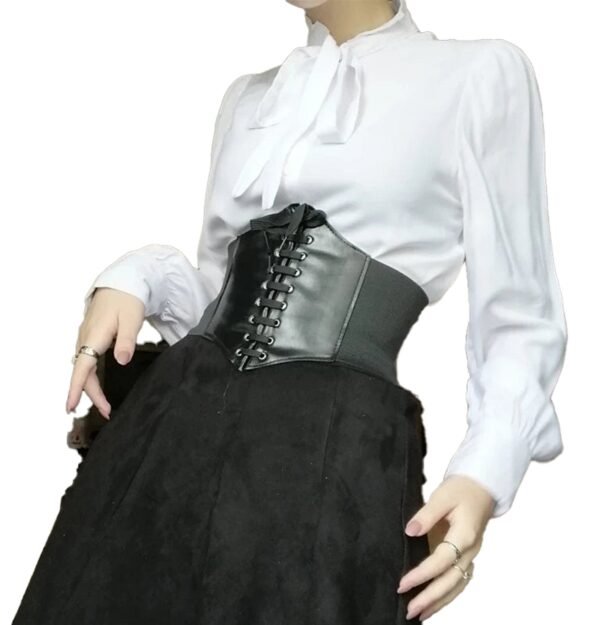 Womens Leather Corset Belt for Style 2 Womens Leather Corset Belt for Style Stylish women's leather corset belt with lace-up front and flattering design for enhanced waistline