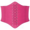 LuckeLadybug women's leather corset belt in vibrant pink with decorative lace-up design