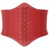 Red women's leather corset belt with lace-up front for a stylish and flattering look