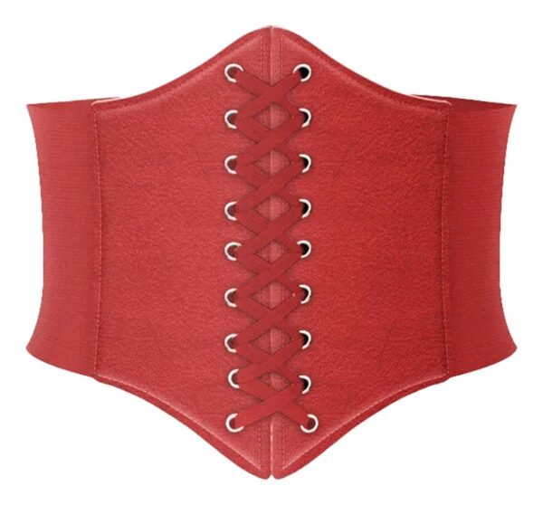 Womens Leather Corset Belt for Style 6 Womens Leather Corset Belt for Style Red women's leather corset belt with lace-up front for a stylish and flattering look