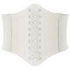 LuckeLadybug women's leather corset belt in white with front lace-up detail for a stylish look