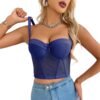 LuckeLadybug women's push up corset top in blue with adjustable straps for shaping and support