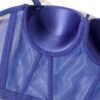 Women's push up corset top in deep blue with mesh detailing for a flattering fit