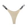 LuckeLadybug women's sexy high cut thong with stylish zebra print side details in beige