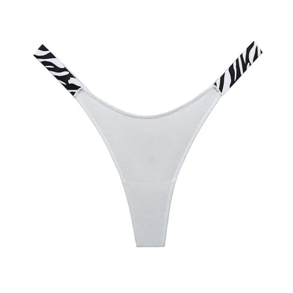 LuckeLadybug women's sexy high cut thong in white with zebra print straps for stylish comfort