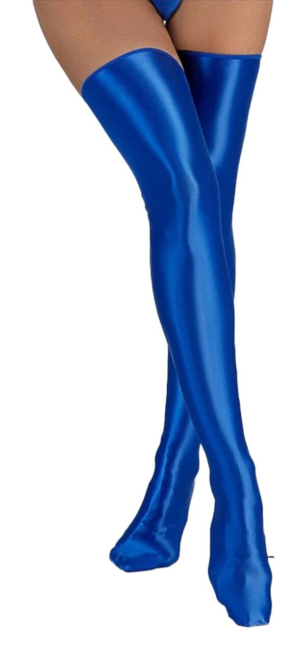 LuckeLadybug women's sheer knee high stockings in bright blue for stylish elegance