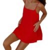 Red women's sleeveless nightgown with thin straps and a relaxed fit for comfortable sleepwear