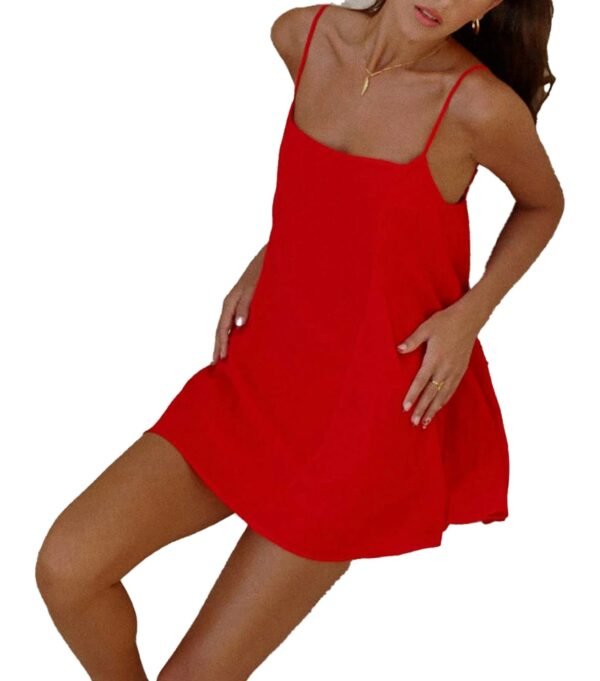 Red women's sleeveless nightgown with thin straps and a relaxed fit for comfortable sleepwear