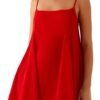 LuckeLadybug women's sleeveless nightgown in vibrant red with a flowy design for comfortable sleepwear.