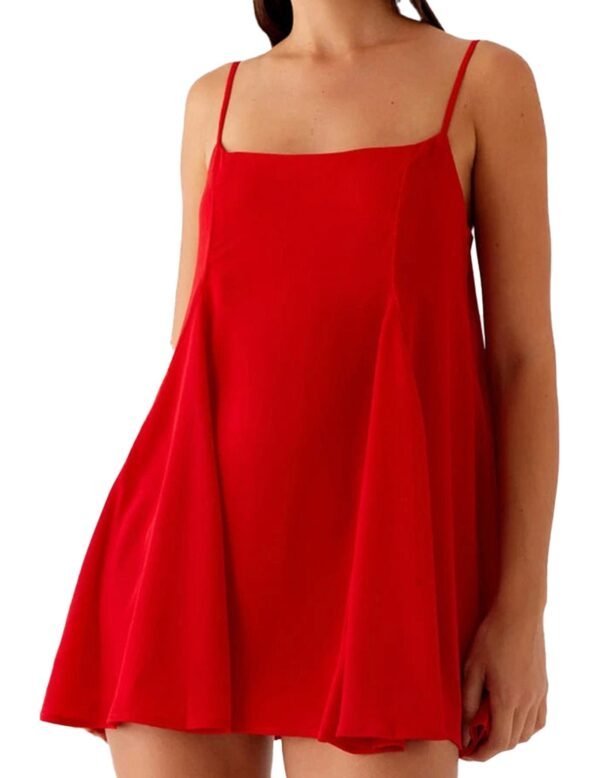 LuckeLadybug women's sleeveless nightgown in vibrant red with a flowy design for comfortable sleepwear.