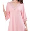 LuckeLadybug LLC women's summer night dress in pink with lace trim and comfortable fit