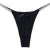 Black women's thong briefs with a decorative bow and comfortable fit for everyday wear