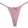 LuckeLadybug LLC Women's Thong Briefs in Soft Pink with Rhinestone Accents and Bow Detail
