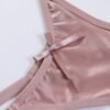LuckeLadybug LLC women's thong briefs in soft satin fabric with elegant ribbon detail
