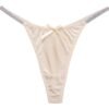 LuckeLadybug women's thong briefs in nude with a satin bow and shimmering details