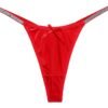LuckeLadybug LLC Women's Thong Briefs in Red with Stylish Bow and Metallic Trim