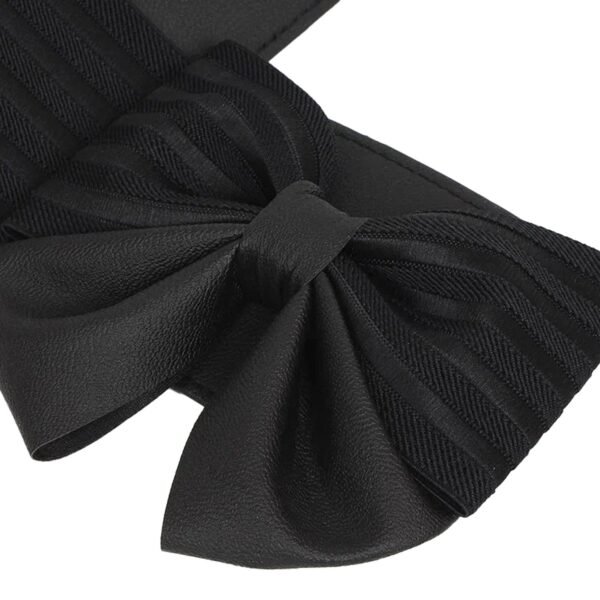 Womens Wide Bow Belt Fashion Statement 14 Womens Wide Bow Belt Fashion Statement Women's wide bow belt with a stylish black design, perfect for enhancing outfits and adding elegance