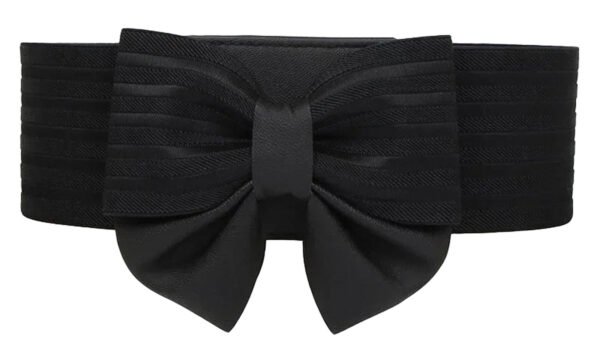 Womens Wide Bow Belt Fashion Statement 13 Womens Wide Bow Belt Fashion Statement LuckeLadybug women's wide bow belt in black with elegant ribbon design for stylish outfits