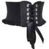 LuckeLadybug women's wide corset belt with lace-up design and ruffled edges for stylish waist accentuation