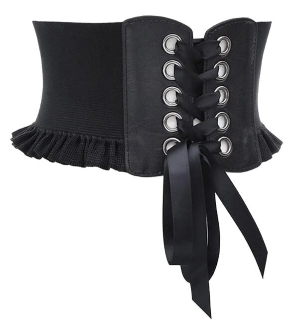 Womens Wide Corset Belt for Fashion Style 25 Womens Wide Corset Belt for Fashion Style LuckeLadybug women's wide corset belt with lace-up design and ruffled edges for stylish waist accentuation