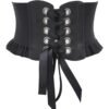 LuckeLadybug LLC women's wide corset belt with lace-up front and ruffled edges for stylish outfits