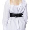 Black women's wide corset belt with multiple adjustable buckles for versatile styling