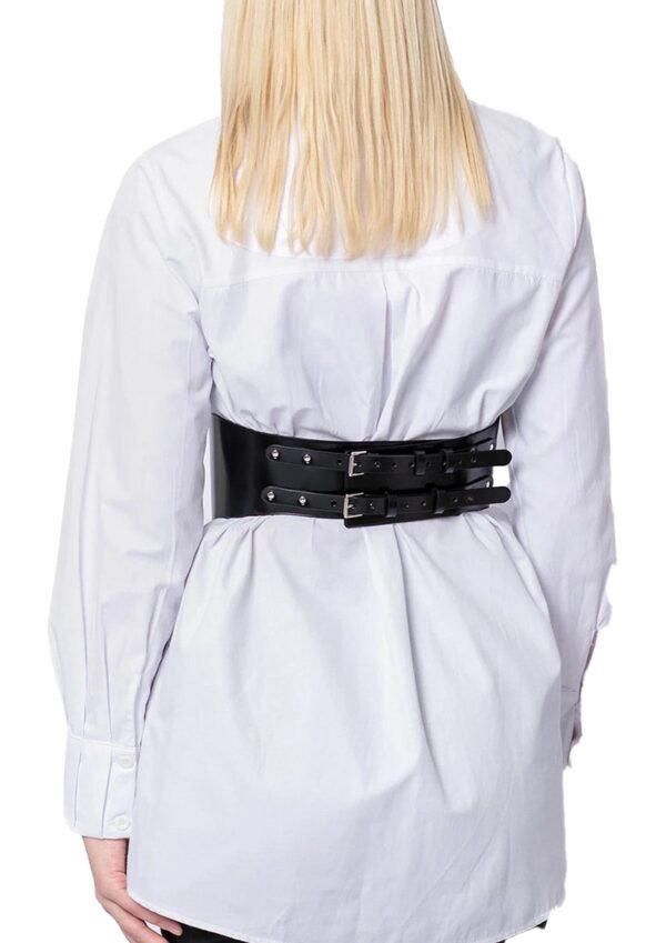 Womens Wide Corset Belt for Stylish Outfits 17 Womens Wide Corset Belt for Stylish Outfits Black women's wide corset belt with multiple adjustable buckles for versatile styling
