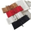 LuckeLadybug women's wide corset belt in four color options: brown, red, white, and black