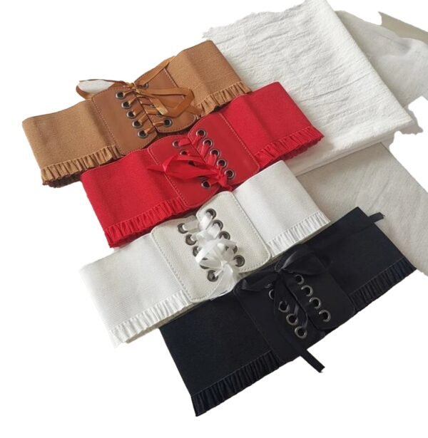 Womens Wide Corset Belt for Fashion Style 24 Womens Wide Corset Belt for Fashion Style LuckeLadybug women's wide corset belt in four color options: brown, red, white, and black