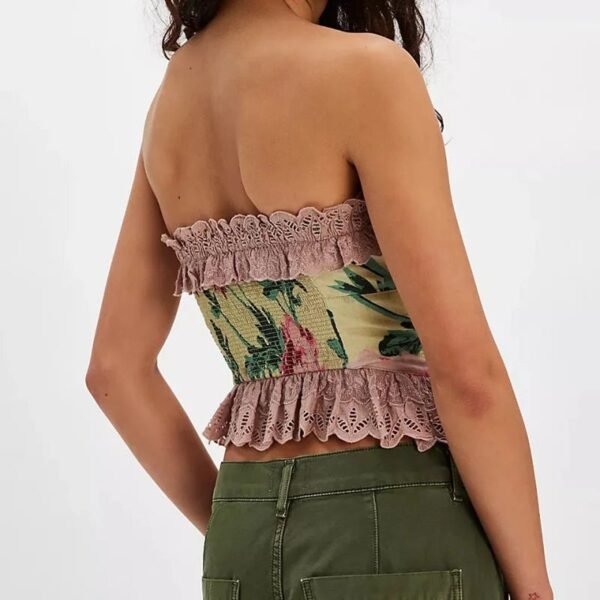 Y2k Floral Corset Top For Trendy Style 7 Y2k Floral Corset Top For Trendy Style Y2K floral corset top with ruffle hem and adjustable fit, perfect for summer outfits