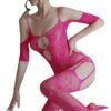 Pink bodystocking by LuckeLadybug LLC, revealing design and fishnet texture, ideal for sexy wear