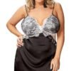Black babydoll with lace detailing, perfect for a night in, featuring plus size fit and adjustable straps