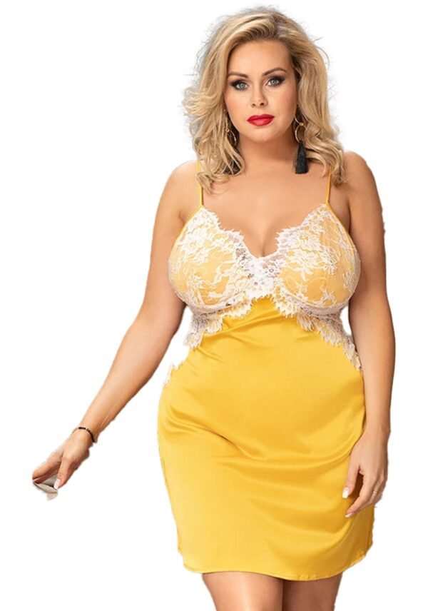 Yellow Satin Lace Nightgown Plus Size 19 Yellow Satin Lace Nightgown Plus Size Plus size yellow satin lace nightgown featuring delicate lace detailing and adjustable straps